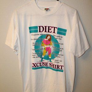 Vintage 1990s Fruit of the Loom Diet Excuse Short Sleeve Shirt Sz Large TMC 390